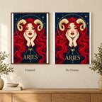 Framed and no-frame options for the Aries Ember Ram Oracle diamond painting
