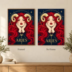 Framed and no-frame options for the Aries Ember Ram Oracle diamond painting