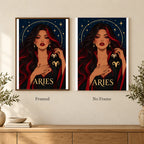 Framed and no-frame options for the Aries Crimson Horn Guardian diamond painting