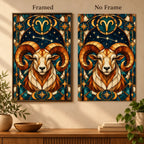 Framed and no-frame Aries ram diamond painting comparison