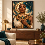Framed home display for Aries guardian and golden ram emblem