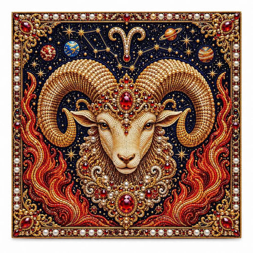 Finished aries pearl painting design on a clean background