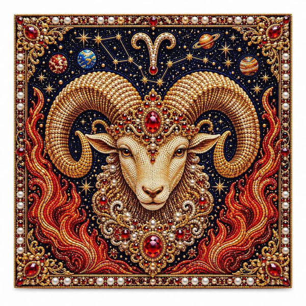 Finished aries pearl painting design on a clean background