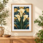 Framed home display of the art deco calla lily fan diamond painting