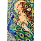 Art Nouveau Peacock Lady Diamond Painting Kit — canvas and drill material detail