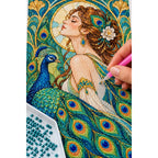 Art Nouveau Peacock Lady Diamond Painting Kit — diamond painting application process