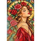 Art Nouveau Rose Lady Diamond Painting Kit — canvas and drill material detail