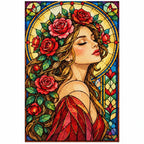 Art Nouveau Rose Lady Diamond Painting Kit — finished diamond painting on white background
