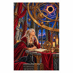 Finished diamond painting of an astronomer with an astrolabe beneath a starry observatory dome
