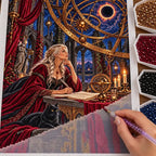 Hand placing diamond drills on the astrolabe observatory canvas