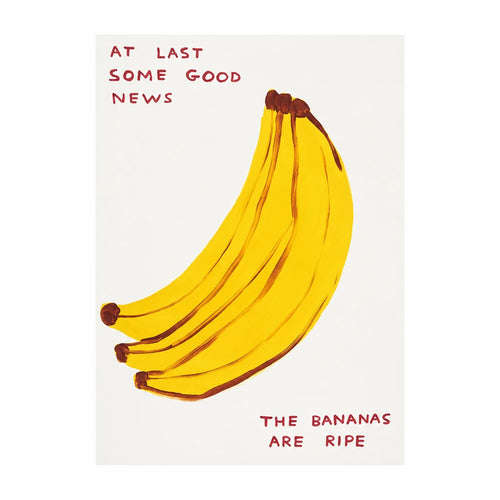 Original artwork for At Last Some Good News Banana Diamond Painting Kit, showing a ripe yellow banana bunch with the words “The Bananas Are Ripe”.