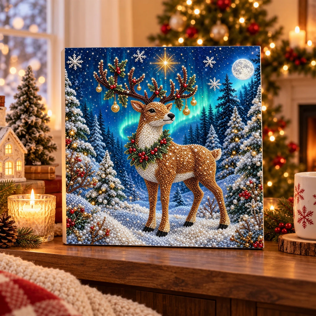 Aurora Christmas Reindeer pearl painting kit – room image
