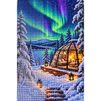 Aurora Glass Cabin Winter diamond and canvas detail