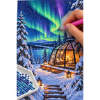 Aurora Glass Cabin Winter diamond placement process
