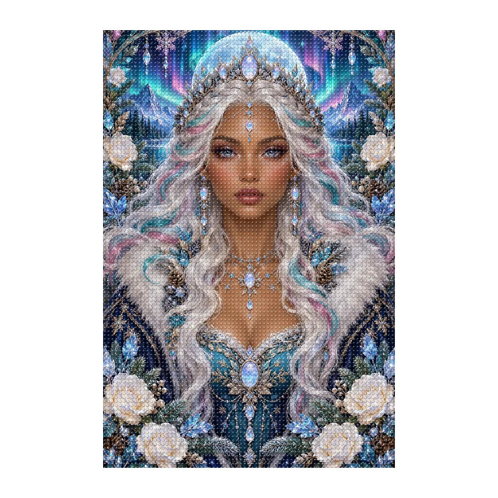 Finished white-background diamond painting of Aurora Opal Oracle