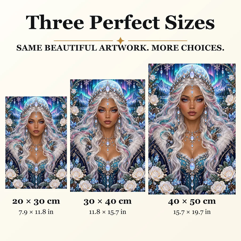 Aurora Opal Oracle diamond painting in 20 by 30, 30 by 40, and 40 by 50 centimeter sizes