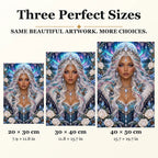 Aurora Opal Oracle diamond painting in 20 by 30, 30 by 40, and 40 by 50 centimeter sizes