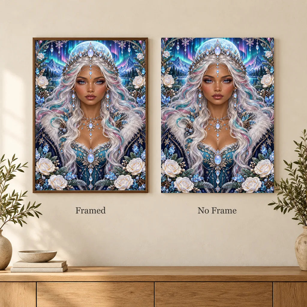 Framed and no-frame options for the Aurora Opal Oracle diamond painting