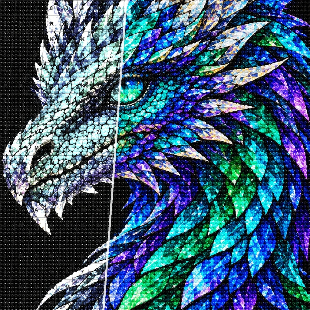 Aurora Prism Mosaic Dragon diamond drill and canvas detail