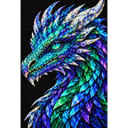 Aurora Prism Mosaic Dragon finished diamond painting on white background