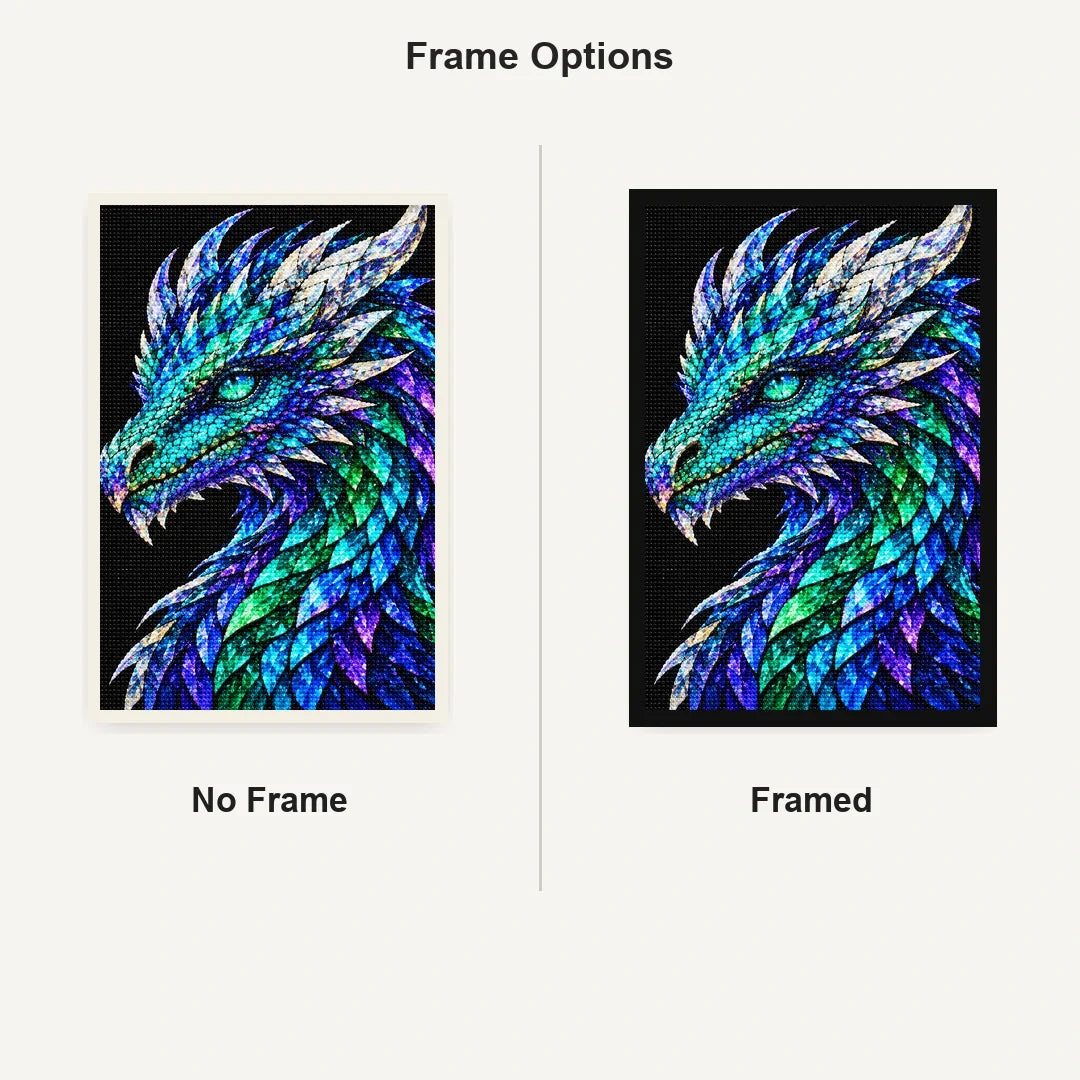 Aurora Prism Mosaic Dragon No Frame and Framed style comparison