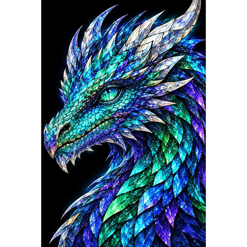 Aurora Prism Mosaic Dragon original artwork on white background