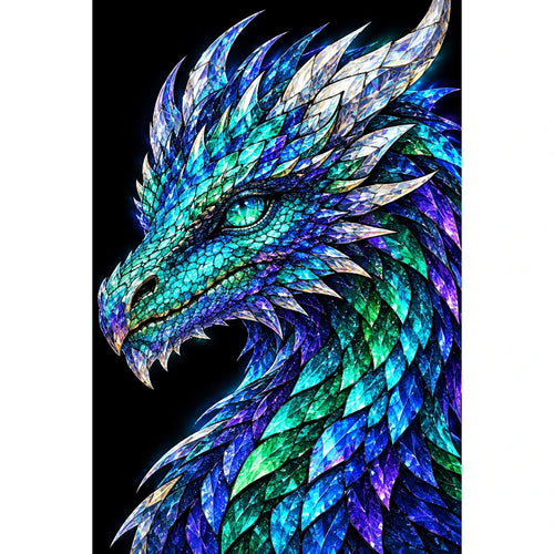 Aurora Prism Mosaic Dragon original artwork on white background