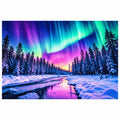 Aurora Winter Lake Diamond Painting Kit finished landscape diamond painting product