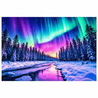 Aurora Winter Lake Diamond Painting Kit finished landscape diamond painting product