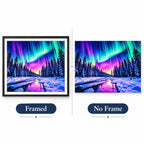 Aurora Winter Lake Diamond Painting Kit diamond painting No Frame and Framed options