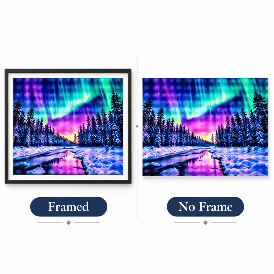 Aurora Winter Lake Diamond Painting Kit diamond painting No Frame and Framed options