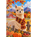 Autumn Alpaca Farm Diamond Painting Kit diamond and canvas detail