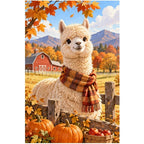 Autumn Alpaca Farm original artwork on white background
