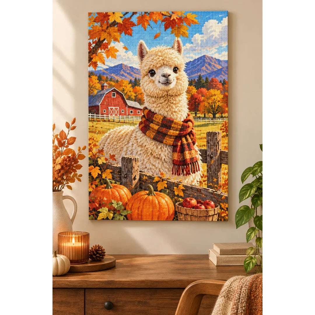 Autumn Alpaca Farm Diamond Painting Kit home decor scene