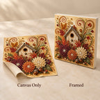 Autumn Birdhouse and Flowers Pearl Diamond Painting Kit style image