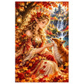 Autumn Dryad Red Fox original artwork on white