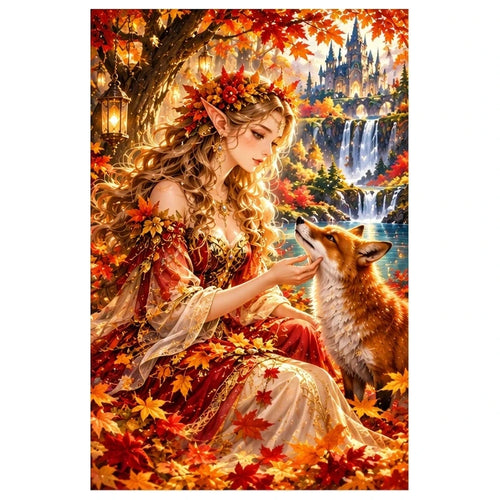 Autumn Dryad Red Fox original artwork on white