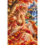 Autumn Dryad Red Fox finished diamond painting on white