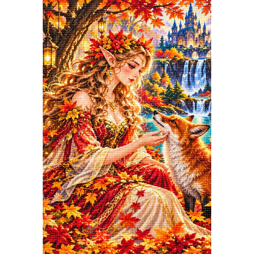 Autumn Dryad Red Fox finished diamond painting on white