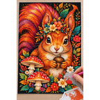 Autumn Floral Squirrel Diamond Painting Kit — Diamond painting process