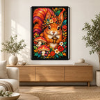 Autumn Floral Squirrel Diamond Painting Kit — Home decor scene