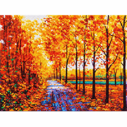 Finished diamond painting for Autumn Forest Path Diamond Painting Kit