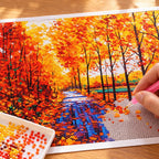 Diamond painting process for Autumn Forest Path Diamond Painting Kit