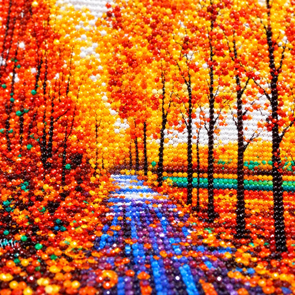 Diamond drill detail for Autumn Forest Path Diamond Painting Kit