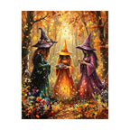 Autumn Forest Witch Trio Diamond Painting Kit original artwork on white background