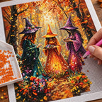 Autumn Forest Witch Trio Diamond Painting Kit diamond placement process
