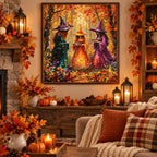 Autumn Forest Witch Trio Diamond Painting Kit autumn home decor scene