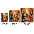 Autumn Forest Witch Trio Diamond Painting Kit size guide