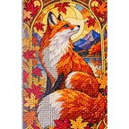 Autumn Fox Maple Leaves Diamond Painting Kit — canvas and drill material detail