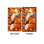 Autumn Fox Maple Leaves Diamond Painting Kit — No Frame and Framed style comparison